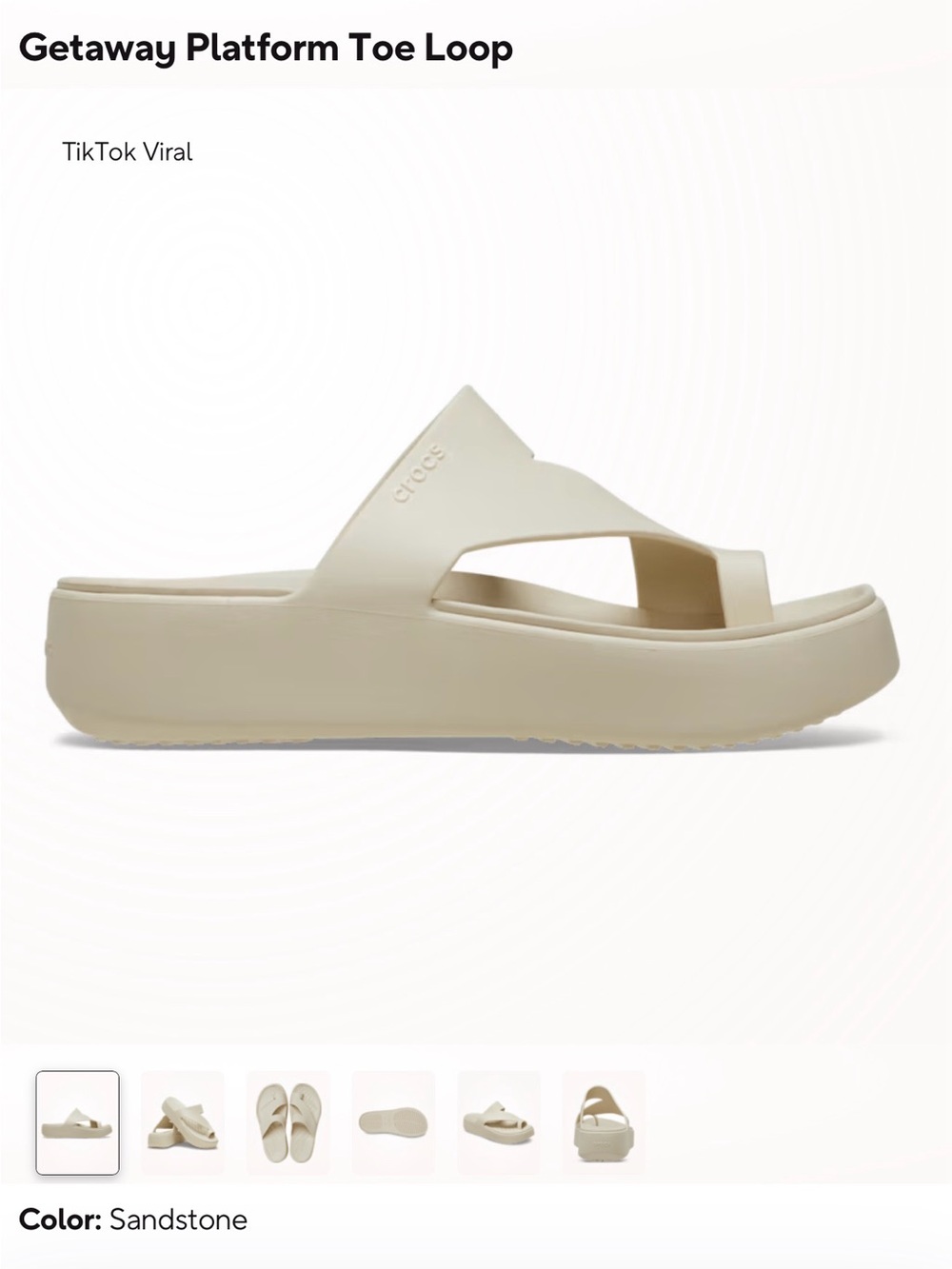 CROCS Getaway Platform Toe Loop Sandstone Sandals